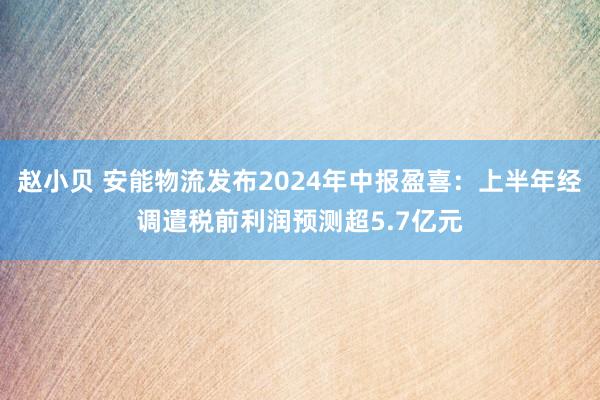 赵小贝 安能物流发布2024年中报盈喜：上半年经调遣税前利润预测超5.7亿元