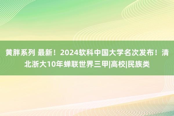 黄胖系列 最新！2024软科中国大学名次发布！清北浙大10年蝉联世界三甲|高校|民族类